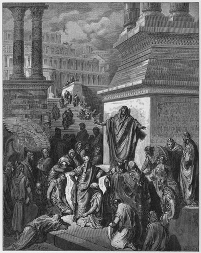 ギュスターヴドレバイブル：ヨナが九人に説教 作： Gustave Dore